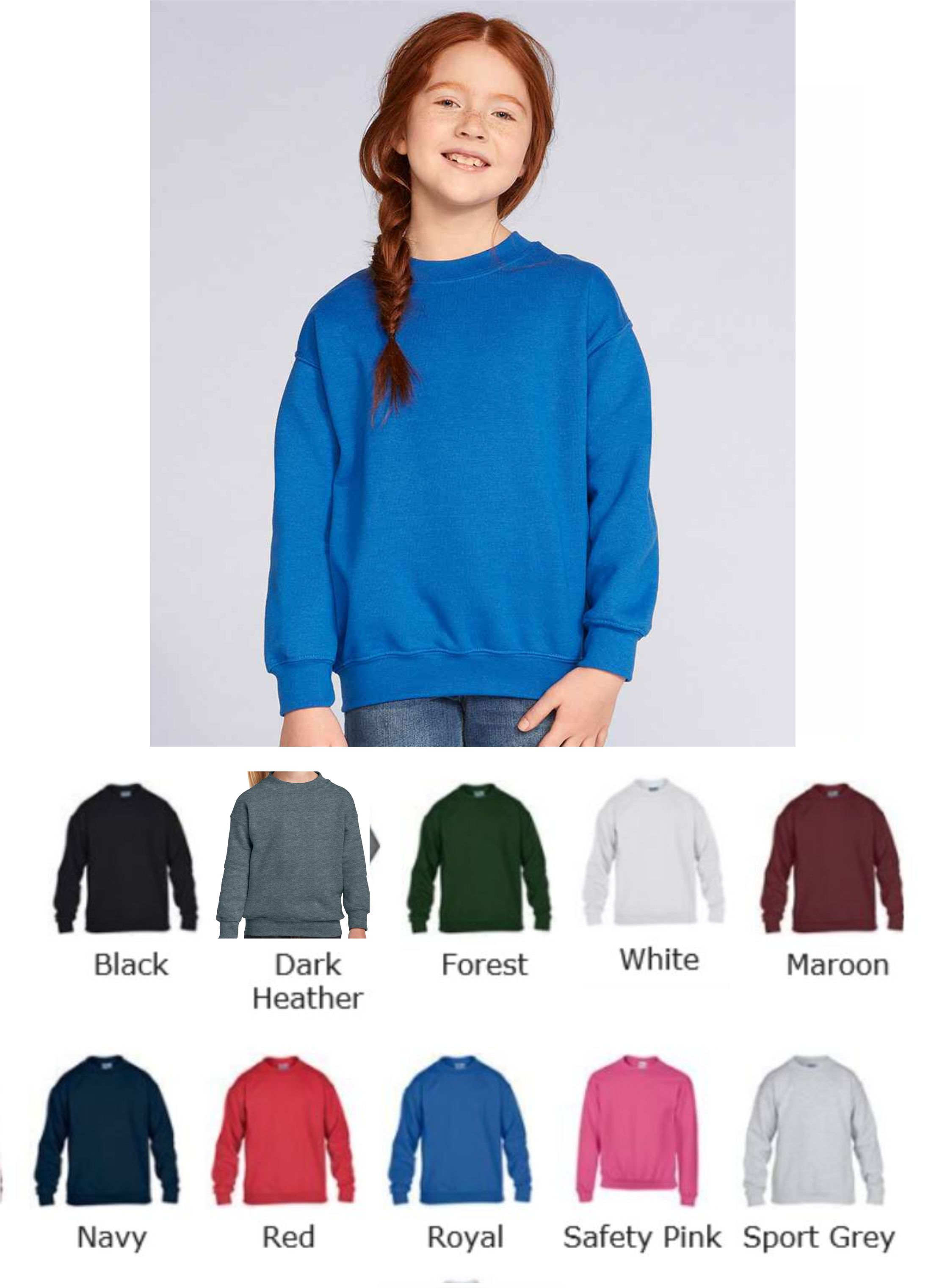 Gildan GD56B Heavyweight blend Youth Crew Neck Sweatshirt  Gildan GD56B Heavyweight blend Youth Crew Neck Sweatshirt